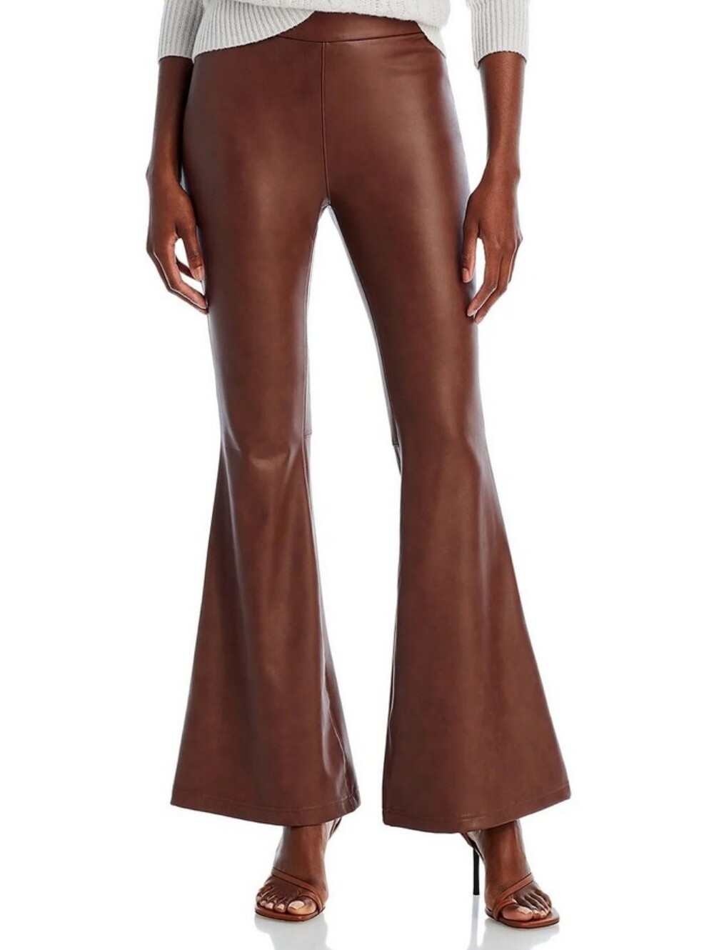 BAGATELLE NYC Faux Leather Flare Leg Pants Brown New
